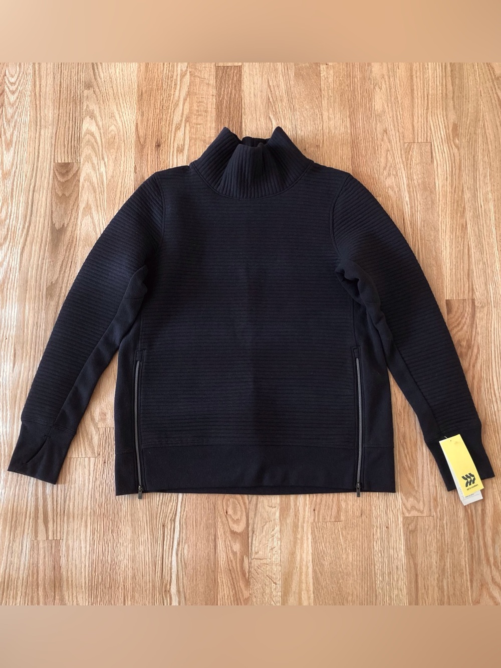 ALL IN MOTION NWT Black Ribbed Mock Neck Sweatshirt Sz M